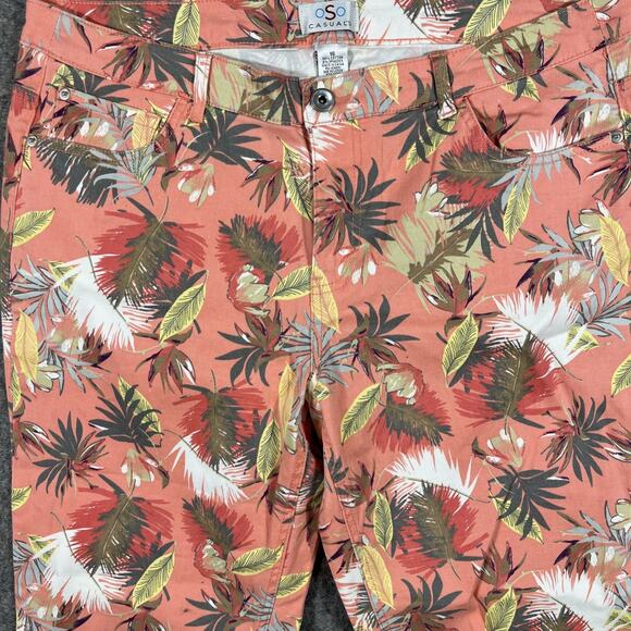 OSO Casuals Pants Women’s‎ 16 Peach Floral Flat Front Straight Leg Basic NWOT - Picture 4 of 9